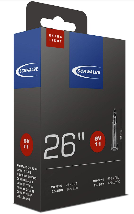Schwalbe Rennrad Schlauch Extra Light SV 11 26 x 1.0 Zoll (20 bis 25-559mm)