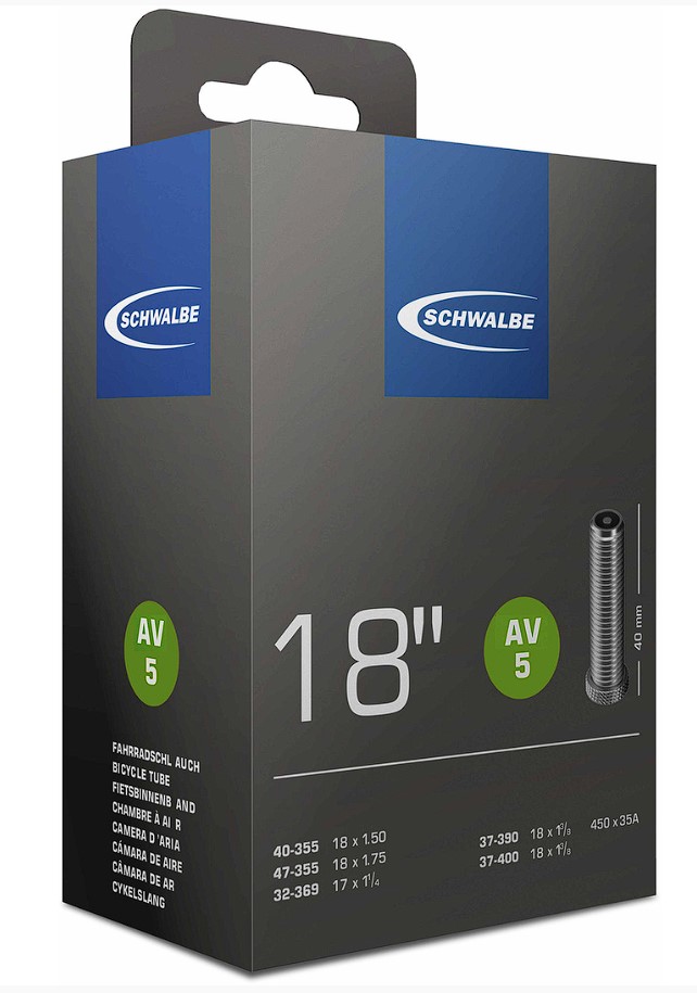 Schlauch Schwalbe AV 5 mit Autoventil 18 x 1.25 - 1,75 Zoll (32/47-355/400mm)